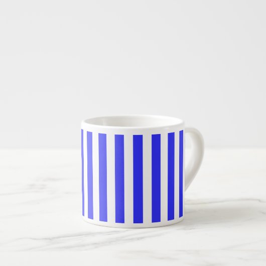strepen van koninklijk blauw en wit snoep espresso kop (Voorkant rechts)