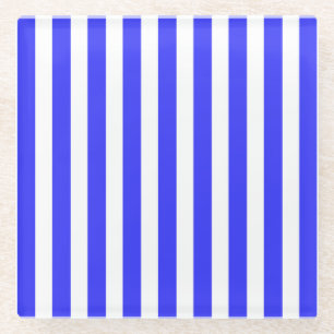 strepen van koninklijk blauw en wit snoep glazen onderzetter