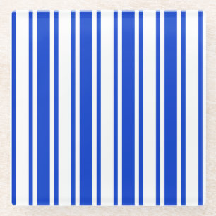 strepen van koninklijk blauw en wit snoep glazen onderzetter