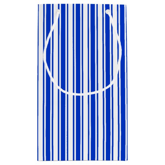 strepen van koninklijk blauw en wit snoep klein cadeauzakje (Achterkant)