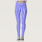 strepen van koninklijk blauw en wit snoep leggings (Voorkant)