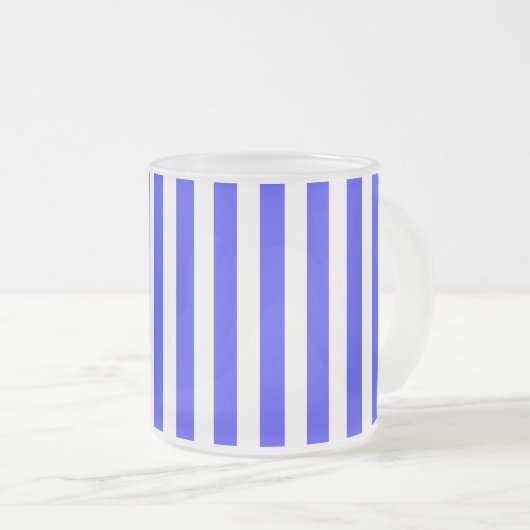 strepen van koninklijk blauw en wit snoep matglas koffiemok (Voorkant rechts)