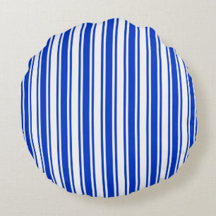 strepen van koninklijk blauw en wit snoep rond kussen