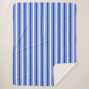 strepen van koninklijk blauw en wit snoep sherpa deken