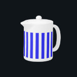 strepen van koninklijk blauw en wit snoep theepot<br><div class="desc">strepen van koninklijk blauw en wit snoep</div>