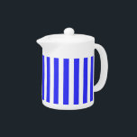 strepen van koninklijk blauw en wit snoep theepot<br><div class="desc">strepen van koninklijk blauw en wit snoep</div>