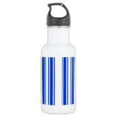 strepen van koninklijk blauw en wit snoep waterfles (Achterkant)