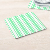 strepen van pasteelgroen en wit snoep kartonnen onderzetters (Schuin)