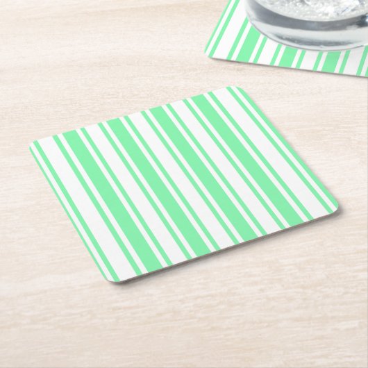 strepen van pasteelgroen en wit snoep kartonnen onderzetters (Schuin)