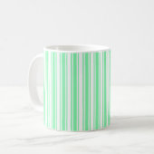 strepen van pasteelgroen en wit snoep koffiemok (Voorkant links)