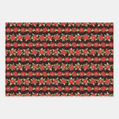 Strepen van Rode Bloemen Floral Inpakpapier Vel (Voorkant 3)
