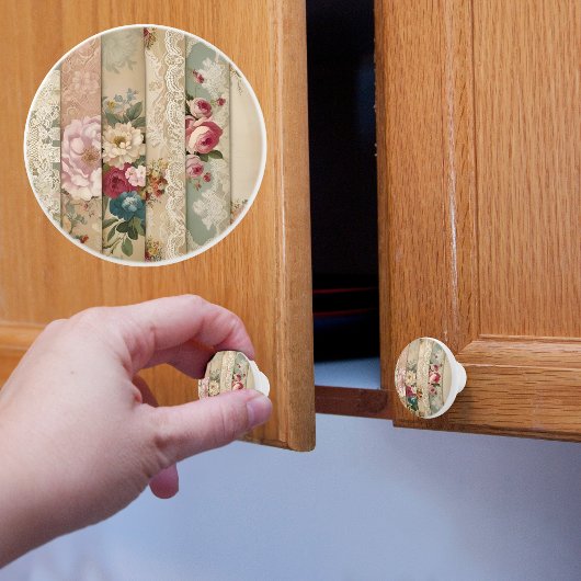 Strepen van Vintage Keramische Knop