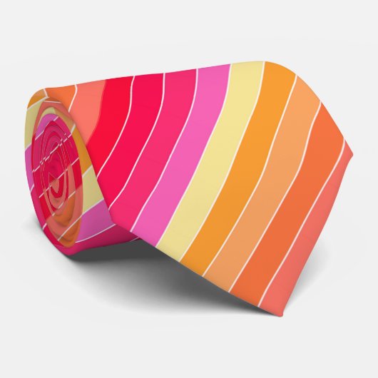 Strepen voor roze, Oranje en gele Waterverf Stropdas (Opgerold)