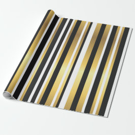 strepen voor zwart, goud en wit cadeaupapier