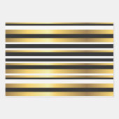 strepen voor zwart, goud en wit inpakpapier vel (Voorkant)