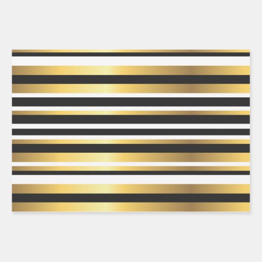 strepen voor zwart, goud en wit inpakpapier vel (Voorkant)