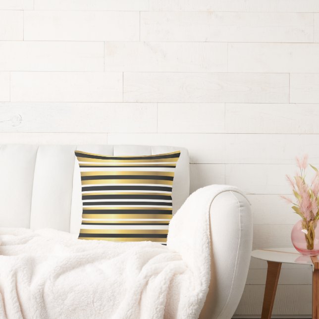  strepen voor zwart, goud en wit kussen (Bank)