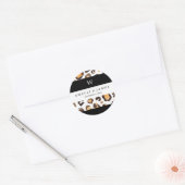 Strepen Waterverf Luipaard Vlekken Bruiloft Monogr Ronde Sticker (Envelop)