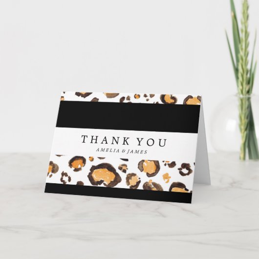 Strepen & Waterverf Luipaardvlekken | Dank je wel Bedankkaart (Voorkant)