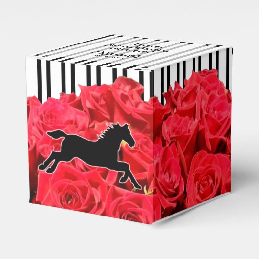 Strepen Waterverf Rozen Derby Horse 2" Bedankdoosjes (Voorkant Zijde)