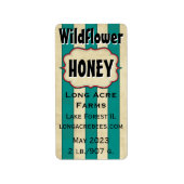 strepen Wilde bloem Gepersonaliseerd Honey Jar Etiket (Voorkant)