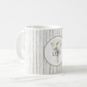 Strepen Witte Roos Bloemstuk Liefde Koffiemok (Voorkant links)