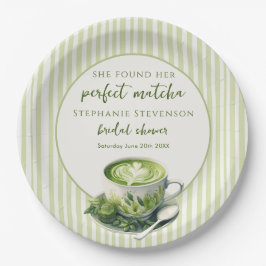 Strepen Zij Vond Haar Perfecte Matcha Bruidsuitnod Papieren Bordje