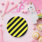 strepen zwart en geel papieren bordje (Feest)