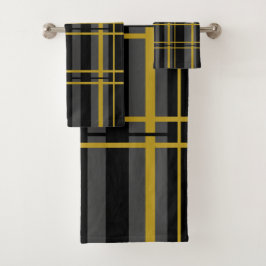 Strepen zwart grijs goud bad handdoek