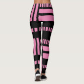 Strepen.Zwart Wit 01 Roze BG Leggings (Achterkant)