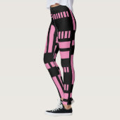 Strepen.Zwart Wit 01 Roze BG Leggings (Links)
