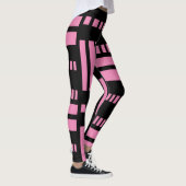 Strepen.Zwart Wit 01 Roze BG Leggings (Rechts)