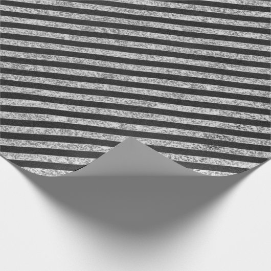 Strepen zwart wit lijnen krijtbord elegant cadeaupapier (Hoek)