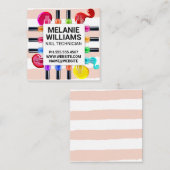 Strepenpatroon | Kleurrijke nagellak gieten Vierkante Visitekaartje (Voorkant / Achterkant)