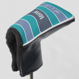 Strepenpatroon met eigen monogram en tekst omslag golfheadcover