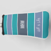 Strepenpatroon met eigen monogram en tekst omslag golfheadcover (Voorkant)