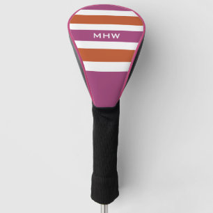 Strepenpatroon op maat gemaakt stuurhoes met monog golfheadcover