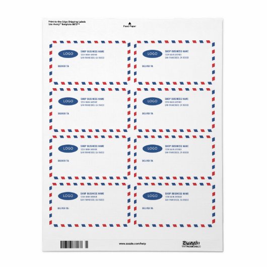 Strepes Bedrijfs Logo Verzendlabels Etiket (Full Sheet)