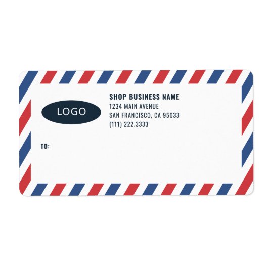 Strepes Bedrijfs Logo Verzendlabels Etiket (Voorkant)