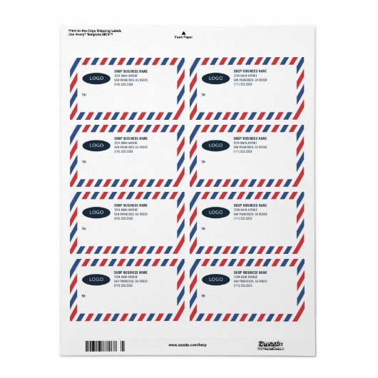 Strepes Bedrijfs Logo Verzendlabels Etiket (Full Sheet)