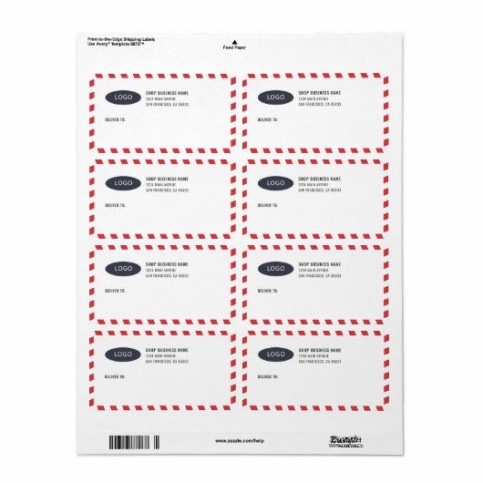 Strepes Bedrijfs Logo Verzendlabels Etiket (Full Sheet)