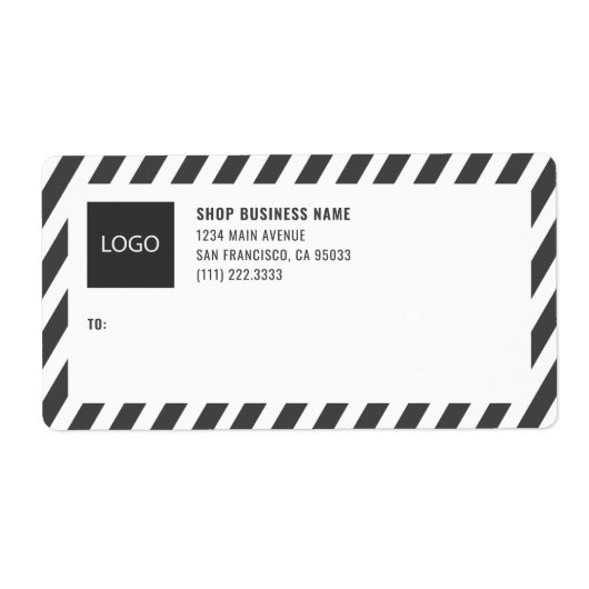 Strepes Bedrijfs Logo Verzendlabels Etiket (Voorkant)