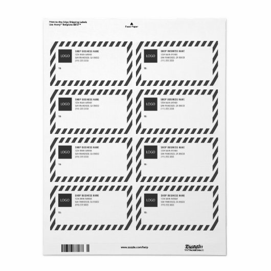 Strepes Bedrijfs Logo Verzendlabels Etiket (Full Sheet)