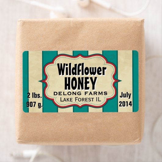  strepes Wildflower Honey Large Horizontal Etiket (Insitu)