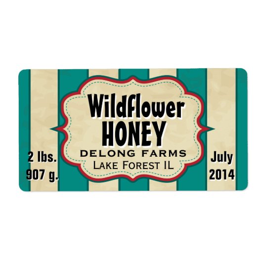  strepes Wildflower Honey Large Horizontal Etiket (Voorkant)