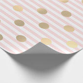 Strepespasta roze roze rode linnen pooldots cadeaupapier (Hoek)