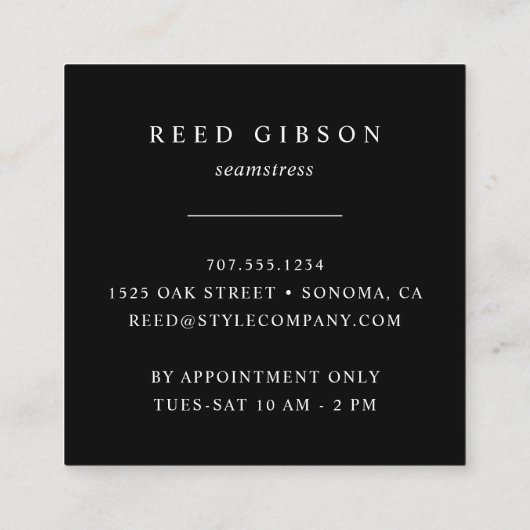 Stresformulier | Seamstress Tailor Designer Vierkante Visitekaartje (Achterkant)