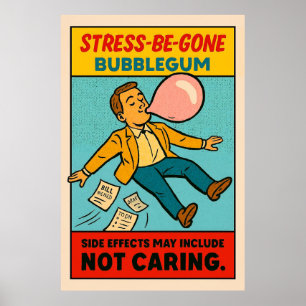 Stress-Be-Gone Bubblegum - Retro Comic Poster