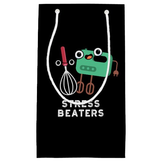Stress Beaters Funny Baking Whisk Pun Dark BG Klein Cadeauzakje (Voorkant)