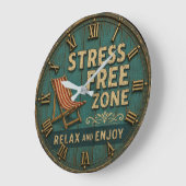 Stress Free Zone Rustic Beach House Decor Grote Klok (Hoek)